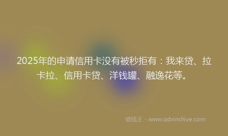 2025年的申请信用卡没有被秒拒有：我来贷、拉卡拉、信用卡贷、洋钱罐、融逸花等。