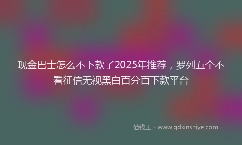 现金巴士怎么不下款了2025年推荐，罗列五个不看征信无视黑白百分百下款平台