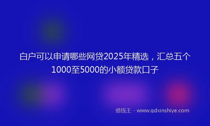 白户可以申请哪些网贷2025年精选，汇总五个1000至5000的小额贷款口子