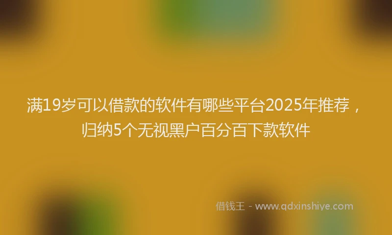 满19岁可以借款的软件有哪些平台2025年推荐，归纳5个无视黑户百分百下款软件