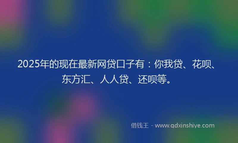 2025年的现在最新网贷口子有：你我贷、花呗、东方汇、人人贷、还呗等。