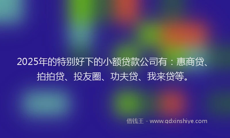 2025年的特别好下的小额贷款公司有：惠商贷、拍拍贷、投友圈、功夫贷、我来贷等。
