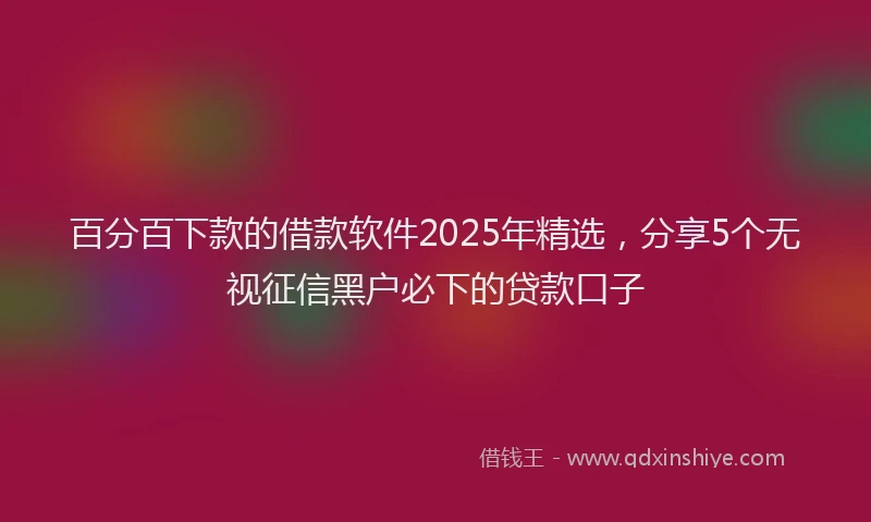 百分百下款的借款软件2025年精选，分享5个无视征信黑户必下的贷款口子