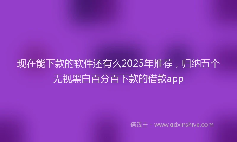 现在能下款的软件还有么2025年推荐，归纳五个无视黑白百分百下款的借款app