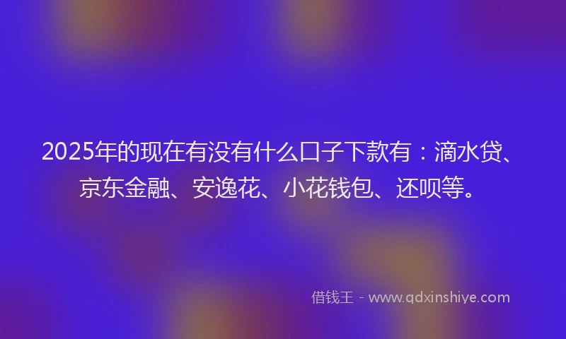 2025年的现在有没有什么口子下款有：滴水贷、京东金融、安逸花、小花钱包、还呗等。