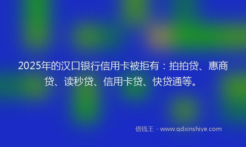 2025年的汉口银行信用卡被拒有：拍拍贷、惠商贷、读秒贷、信用卡贷、快贷通等。