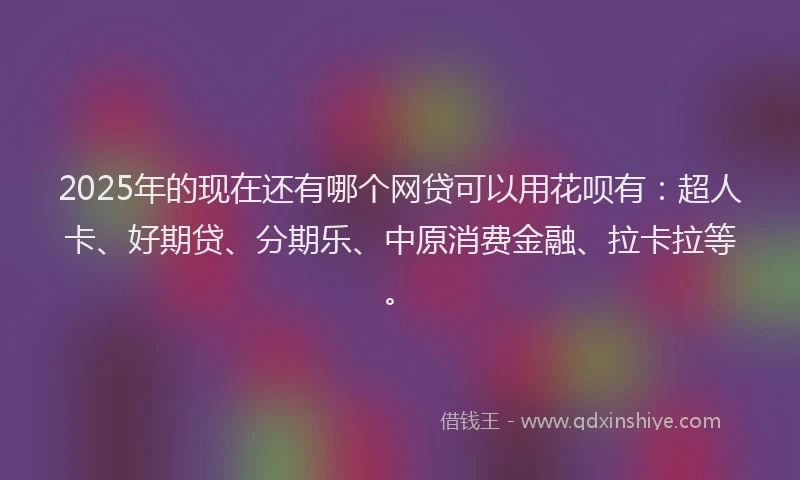 2025年的现在还有哪个网贷可以用花呗有：超人卡、好期贷、分期乐、中原消费金融、拉卡拉等。