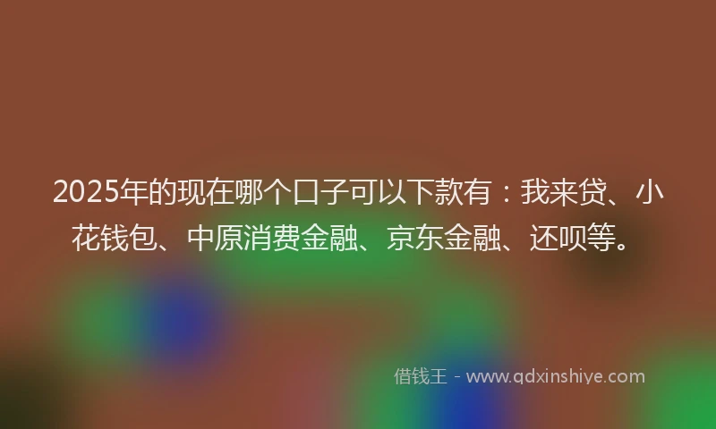 2025年的现在哪个口子可以下款有：我来贷、小花钱包、中原消费金融、京东金融、还呗等。
