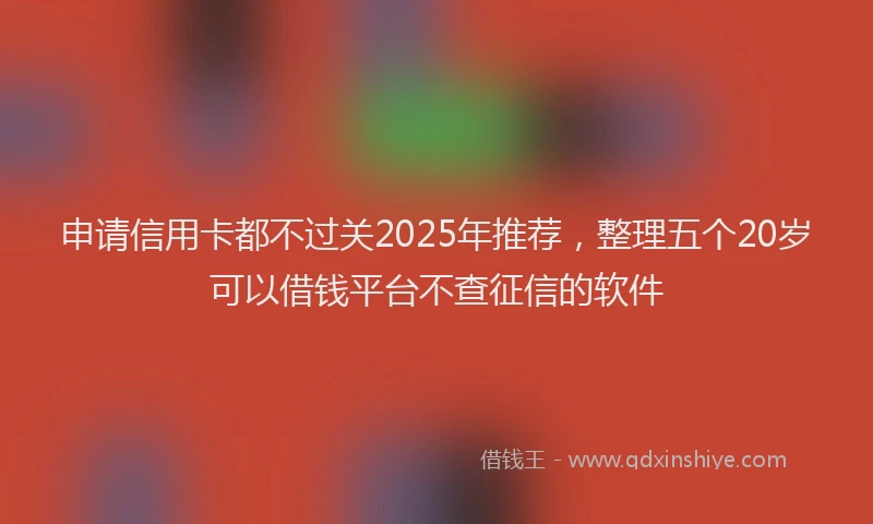 申请信用卡都不过关2025年推荐，整理五个20岁可以借钱平台不查征信的软件