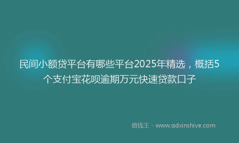 民间小额贷平台有哪些平台2025年精选，概括5个支付宝花呗逾期万元快速贷款口子