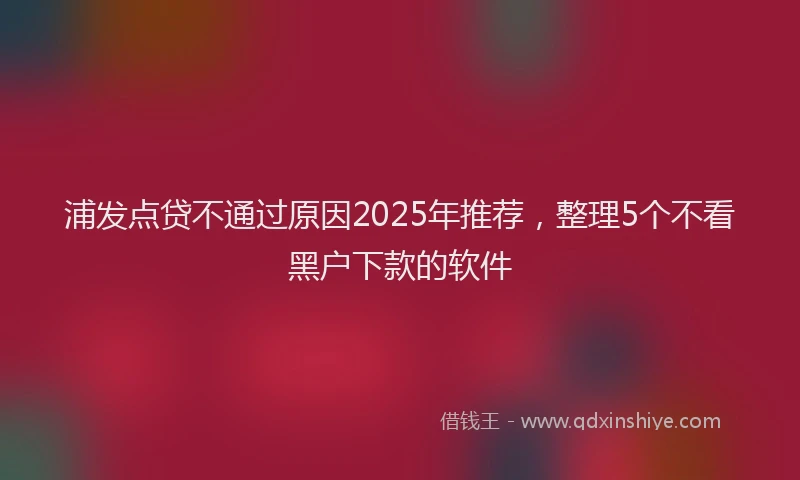 浦发点贷不通过原因2025年推荐，整理5个不看黑户下款的软件