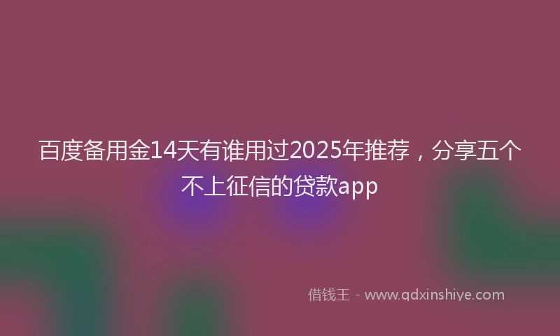 百度备用金14天有谁用过2025年推荐，分享五个不上征信的贷款app