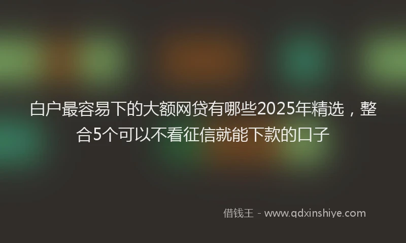 白户最容易下的大额网贷有哪些2025年精选，整合5个可以不看征信就能下款的口子