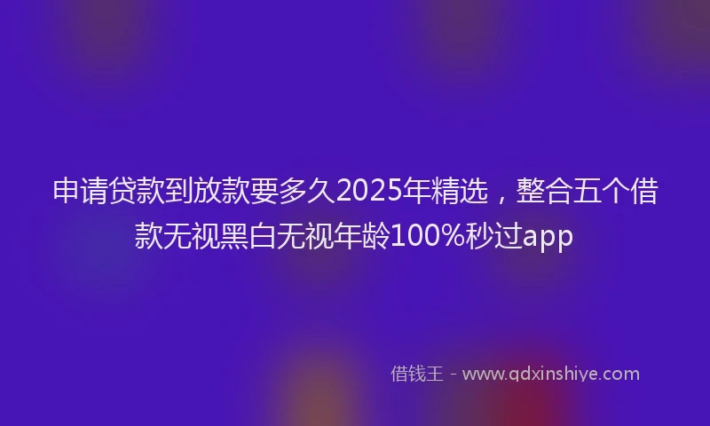 申请贷款到放款要多久2025年精选，整合五个借款无视黑白无视年龄100%秒过app