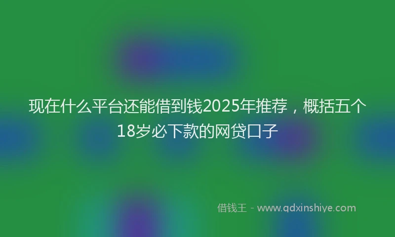 现在什么平台还能借到钱2025年推荐，概括五个18岁必下款的网贷口子