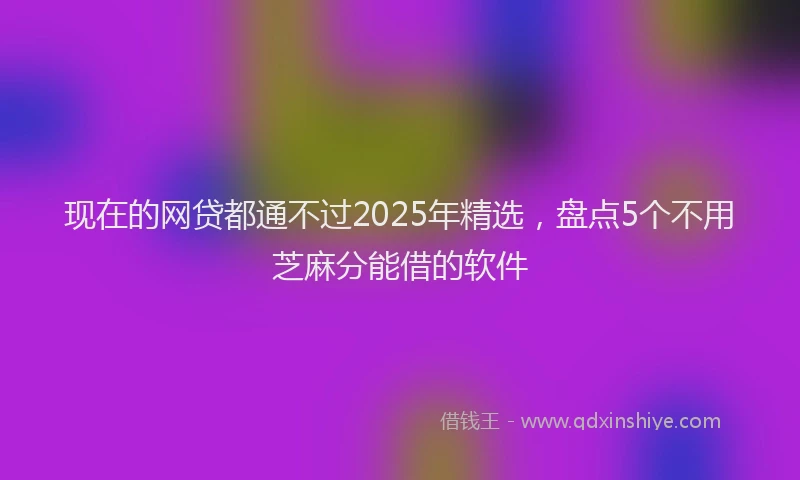 现在的网贷都通不过2025年精选，盘点5个不用芝麻分能借的软件