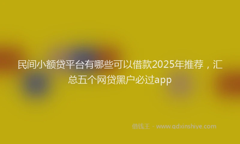 民间小额贷平台有哪些可以借款2025年推荐，汇总五个网贷黑户必过app