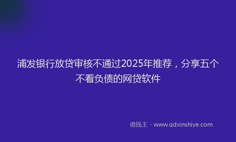 浦发银行放贷审核不通过2025年推荐，分享五个不看负债的网贷软件