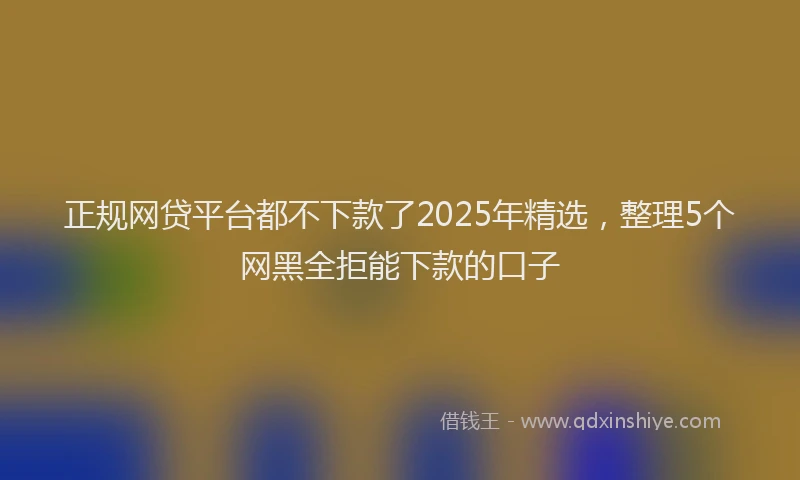 正规网贷平台都不下款了2025年精选，整理5个网黑全拒能下款的口子