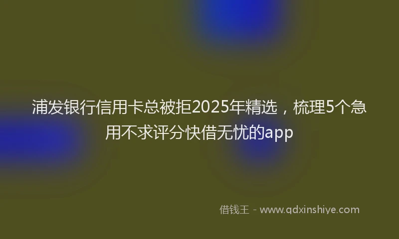 浦发银行信用卡总被拒2025年精选，梳理5个急用不求评分快借无忧的app