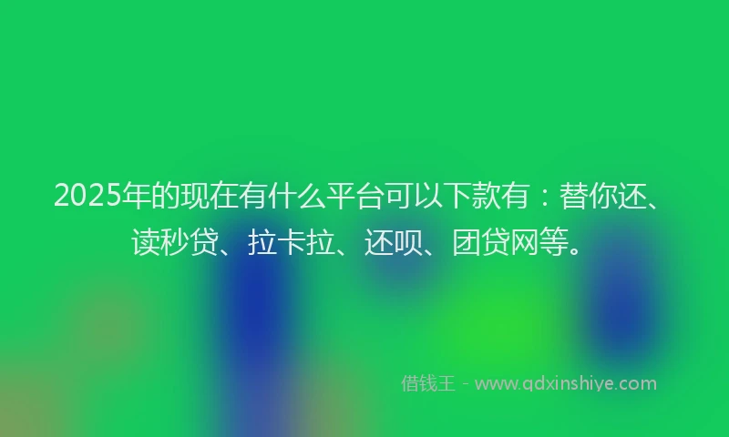 2025年的现在有什么平台可以下款有：替你还、读秒贷、拉卡拉、还呗、团贷网等。