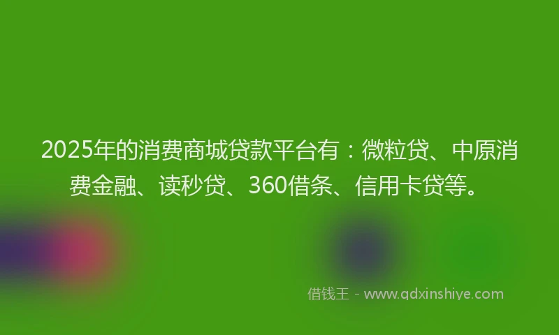 2025年的消费商城贷款平台有：微粒贷、中原消费金融、读秒贷、360借条、信用卡贷等。