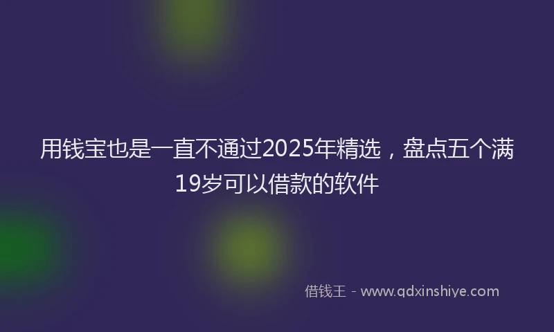 用钱宝也是一直不通过2025年精选，盘点五个满19岁可以借款的软件