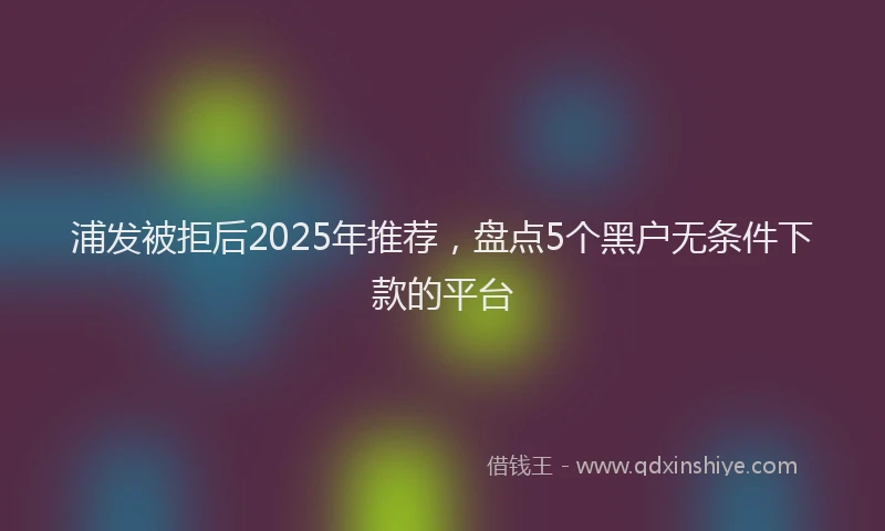 浦发被拒后2025年推荐，盘点5个黑户无条件下款的平台