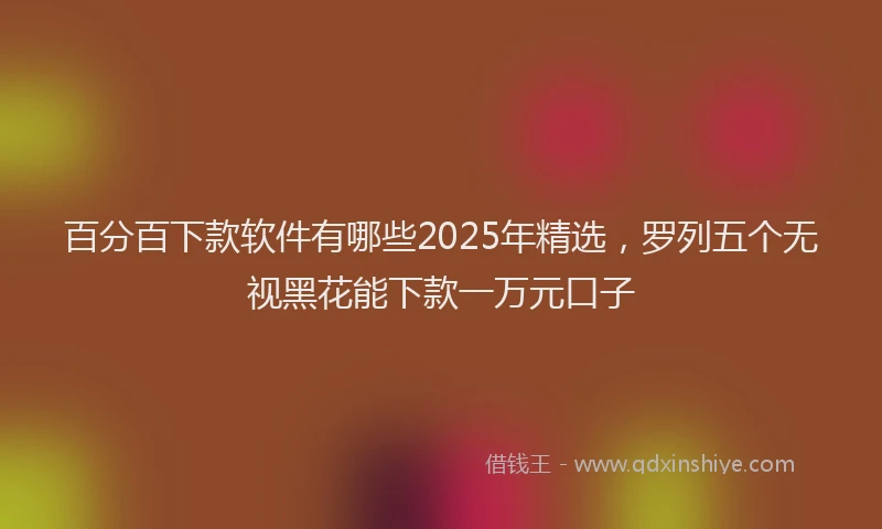 百分百下款软件有哪些2025年精选，罗列五个无视黑花能下款一万元口子