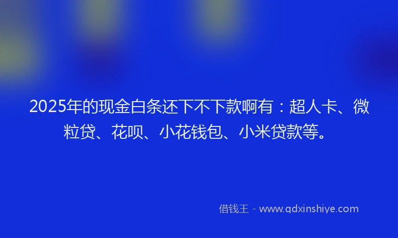2025年的现金白条还下不下款啊有：超人卡、微粒贷、花呗、小花钱包、小米贷款等。