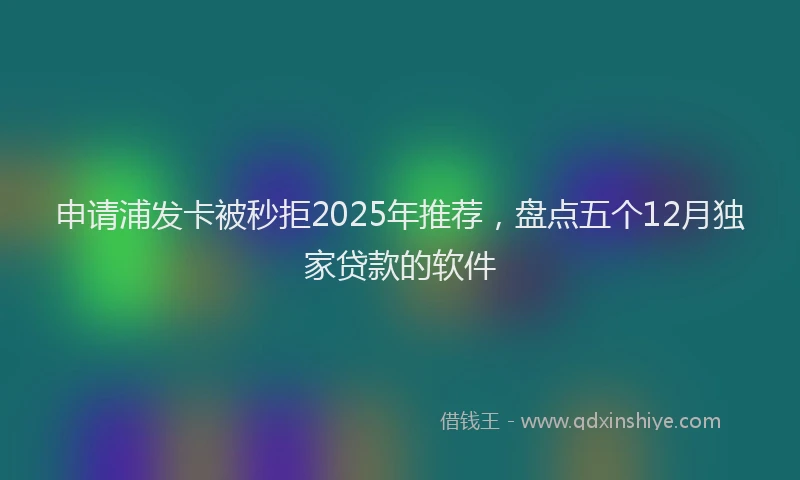 申请浦发卡被秒拒2025年推荐，盘点五个12月独家贷款的软件