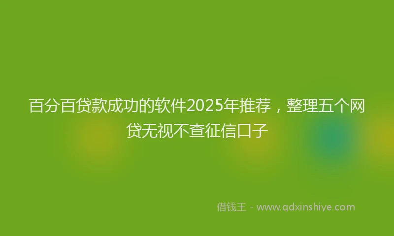 百分百贷款成功的软件2025年推荐，整理五个网贷无视不查征信口子