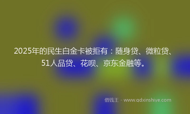 2025年的民生白金卡被拒有：随身贷、微粒贷、51人品贷、花呗、京东金融等。