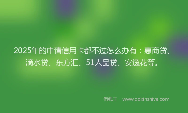 2025年的申请信用卡都不过怎么办有：惠商贷、滴水贷、东方汇、51人品贷、安逸花等。