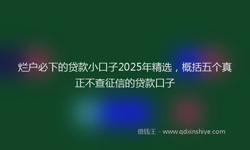 烂户必下的贷款小口子2025年精选，概括五个真正不查征信的贷款口子