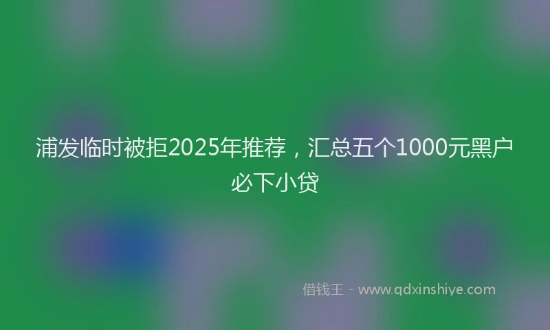 浦发临时被拒2025年推荐，汇总五个1000元黑户必下小贷