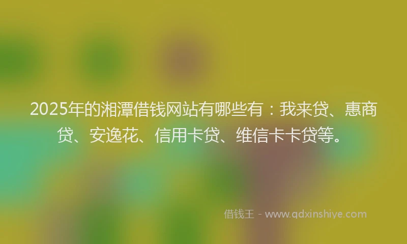 2025年的湘潭借钱网站有哪些有：我来贷、惠商贷、安逸花、信用卡贷、维信卡卡贷等。