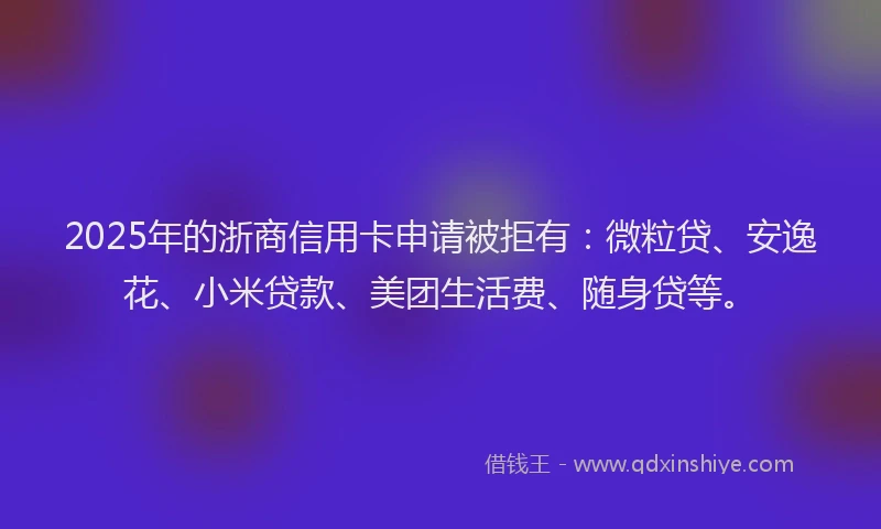 2025年的浙商信用卡申请被拒有：微粒贷、安逸花、小米贷款、美团生活费、随身贷等。