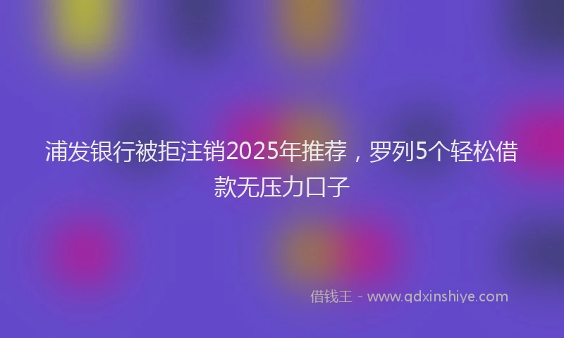 浦发银行被拒注销2025年推荐，罗列5个轻松借款无压力口子