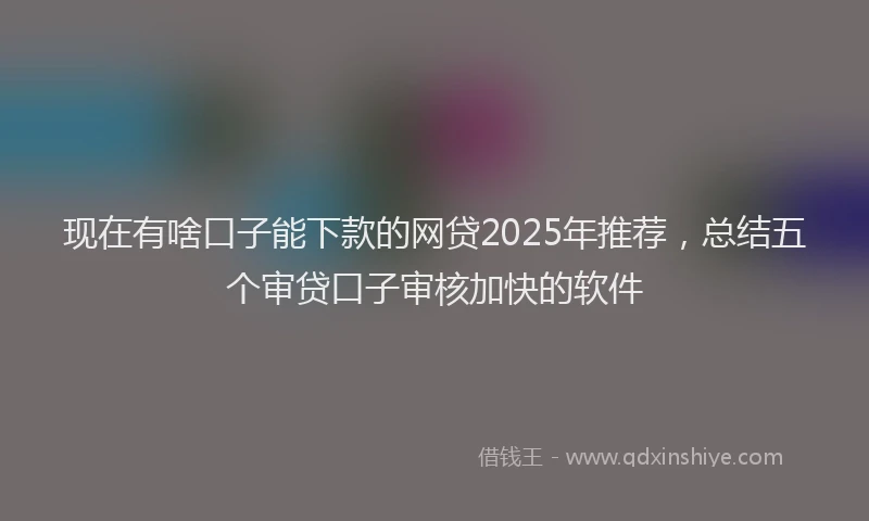现在有啥口子能下款的网贷2025年推荐，总结五个审贷口子审核加快的软件