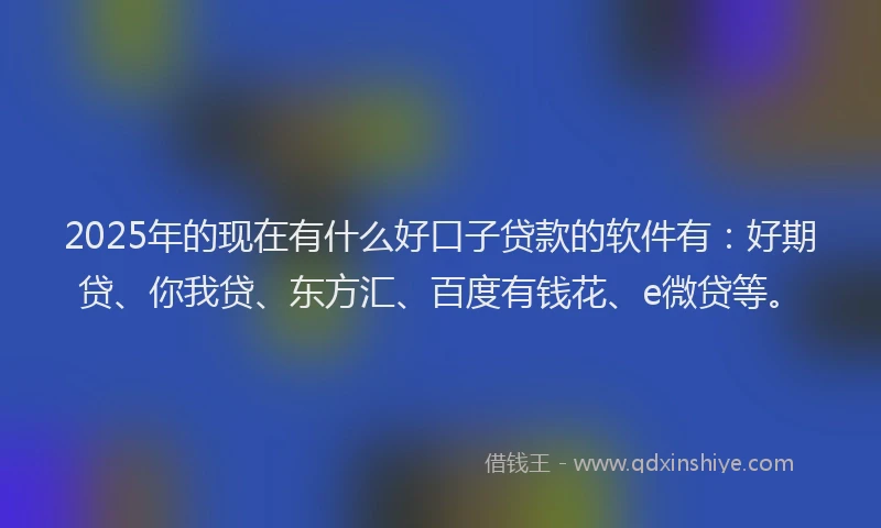 2025年的现在有什么好口子贷款的软件有：好期贷、你我贷、东方汇、百度有钱花、e微贷等。