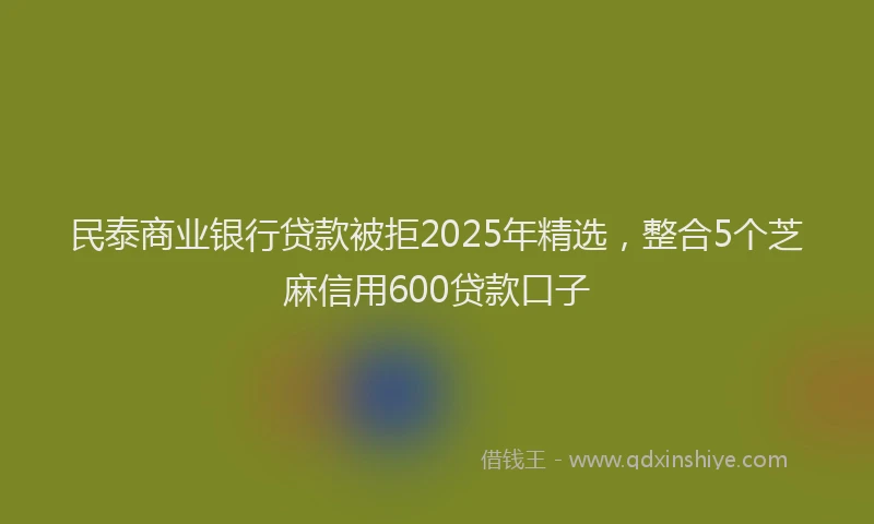 民泰商业银行贷款被拒2025年精选，整合5个芝麻信用600贷款口子