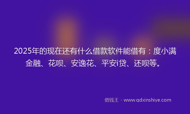 2025年的现在还有什么借款软件能借有：度小满金融、花呗、安逸花、平安i贷、还呗等。
