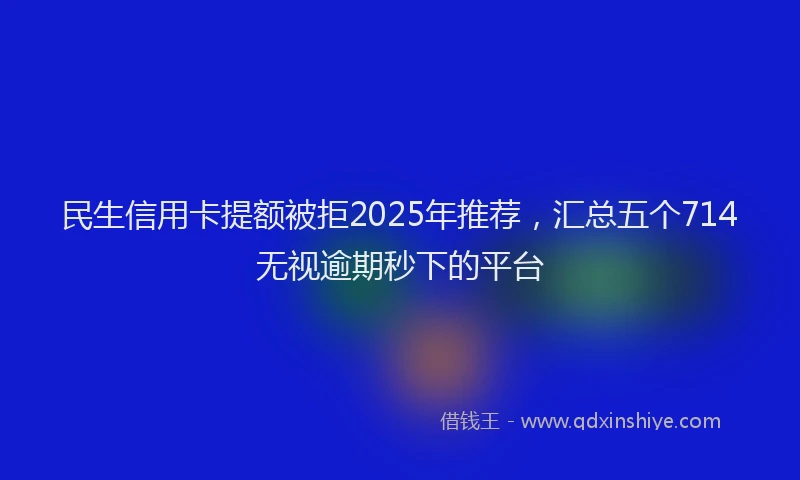 民生信用卡提额被拒2025年推荐，汇总五个714无视逾期秒下的平台