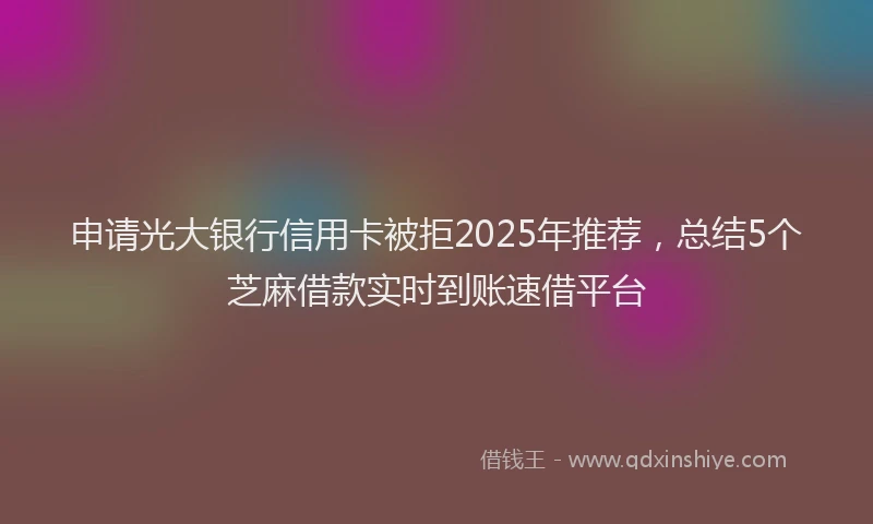 申请光大银行信用卡被拒2025年推荐，总结5个芝麻借款实时到账速借平台