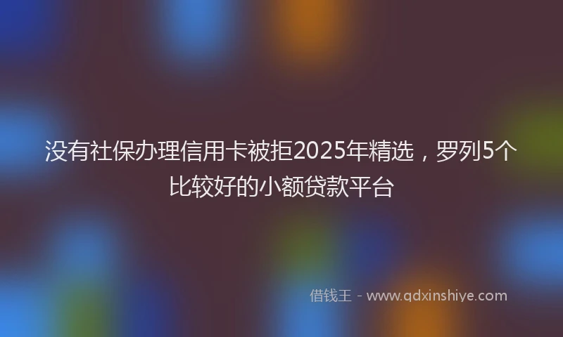 没有社保办理信用卡被拒2025年精选，罗列5个比较好的小额贷款平台