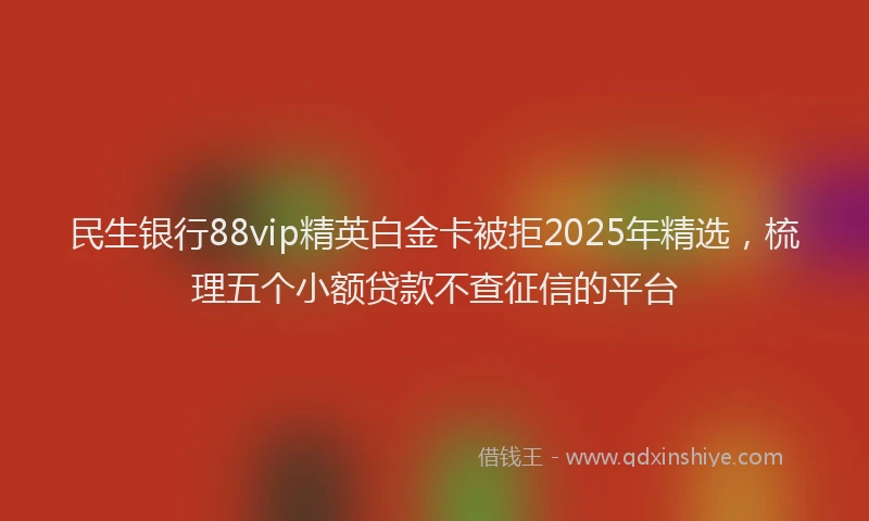 民生银行88vip精英白金卡被拒2025年精选，梳理五个小额贷款不查征信的平台