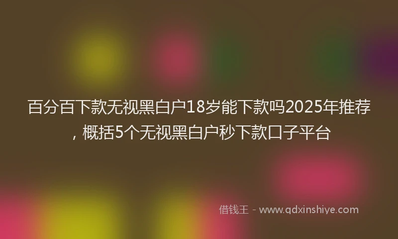 百分百下款无视黑白户18岁能下款吗2025年推荐，概括5个无视黑白户秒下款口子平台