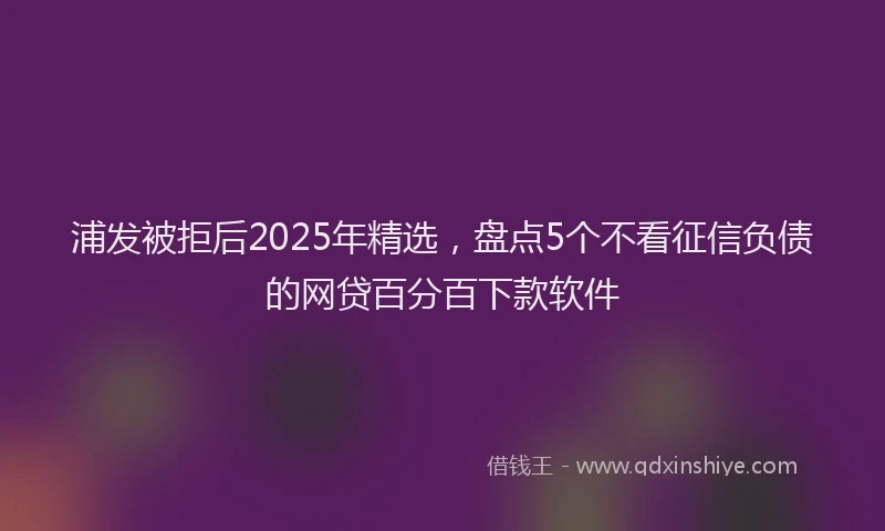 浦发被拒后2025年精选，盘点5个不看征信负债的网贷百分百下款软件