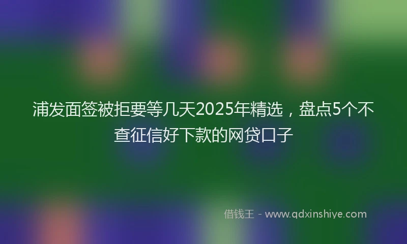 浦发面签被拒要等几天2025年精选，盘点5个不查征信好下款的网贷口子
